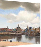 Gezicht op Delft, Johannes Vermeer - Foto op Dibond - 40 x 40 cm