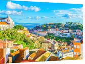 Uitzicht op de kleurrijke wijk Alfama in Lissabon - Foto op Dibond - 90 x 60 cm