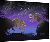 Dinosaurus T-Rex tropisch nachtkoppel - Foto op Dibond - 40 x 30 cm