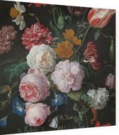 Stilleven met bloemen in een glazen vaas, Jan Davidsz. de Heem - Foto op Dibond - 40 x 40 cm