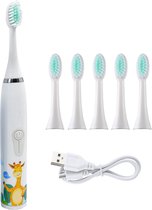 Elektrische tandenborstel  - kinderen - kerstcadeau -Voor kids - Kind - 6 opzetborstels - Wit