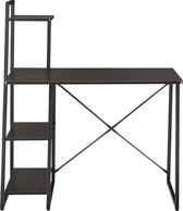 Bureau - Met 3 planken - Spaanplaat & metaal - Walnoot kleurig & zwart - Afmeting (BxDxH) 102 x 50 x 117 cm