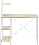 Bureau - Met 3 planken - Spaanplaat & metaal - Hout kleurig (eiken) & wit - Afmeting (BxDxH) 102 x 50 x 117 cm