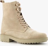 TwoDay suede dames veterboots - Beige - Maat 38 - Echt leer