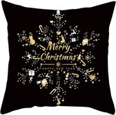 Kerst kussenhoes | 45 x 45| Zwart/Goud | peachskin stof