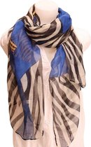 Lange Dunne Dames Sjaal - Zebraprint - Blauw - 180 x 80 cm (1#)