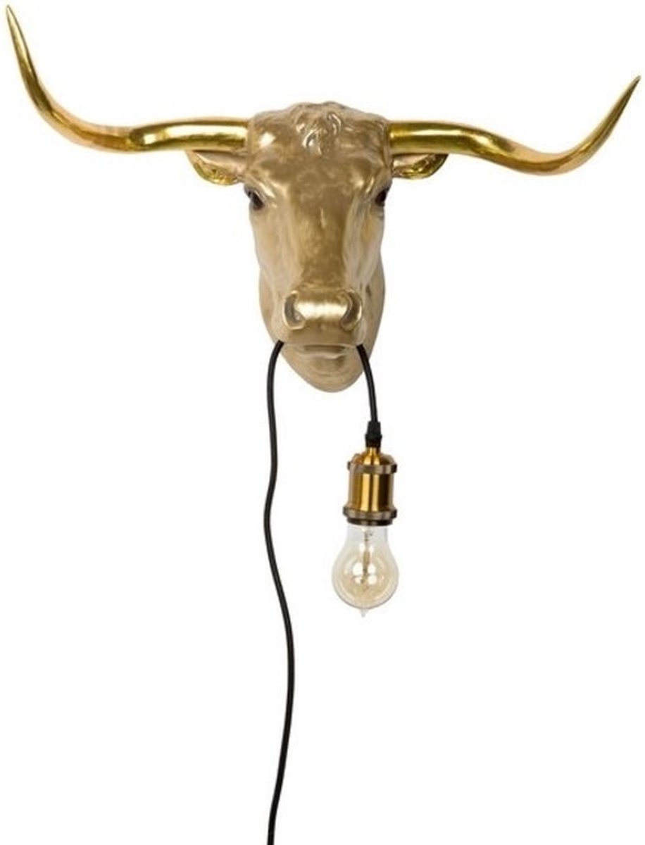 Wandlamp - Wandlamp Binnen - Dierenlamp - Buffel - Goud - 58 cm breed