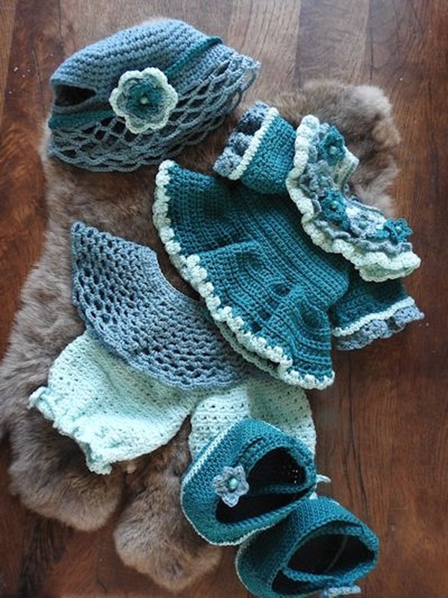 Haakpakket XXL Funny kledingset Fleury blauw-groen