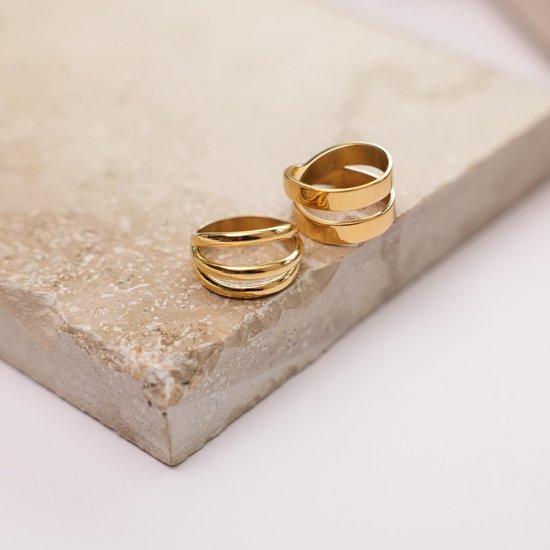 Lucardi Dames Goldplated ring Aglae - Ring - Cadeau - Moederdag - Staal - Goudkleurig - Lucardi