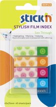 Stick'n 12 pack, Film Index tab 45x12mm, 4 verschillende designs, 20 index per design, wit, totaal 960 tabs