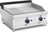 Royal Catering Dubbele gasgrill - 60 x 40 cm - glad / geribbeld - 2 x 3.100 W - aardgas - 20 mbar