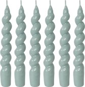 Set van 6 Gedraaide Kaarsen – Spiral kaarsen – Twisted kaarsen – Dinerkaarsen - Lichtblauw