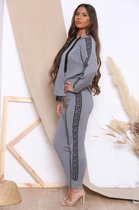 Huispak Dames. Loungewear Dames. Belle Avenue.  Hoodie. Met striping. Kleur Grijs. Maat S/M