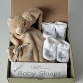 Minibox knuffeldoek beer - kraamcadeau - cadeau baby