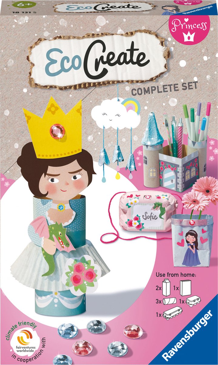Ravensburger EcoCreate Mini Princesses - Hobbypakket - Knutselen met oude verpakkingen