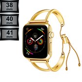 Smartwatch Bandje geschikt voor Apple Watch Series 1/2/3/4/5/6/SE/7 - 38/40/41mm - Armband Look - Goud