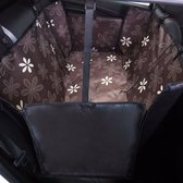 Hondendeken Voor Auto - Coffe Colours With Flowers - Honden Beschermhoes - Achterbank Beschermer - Seat Cover - Waterdicht - Honden