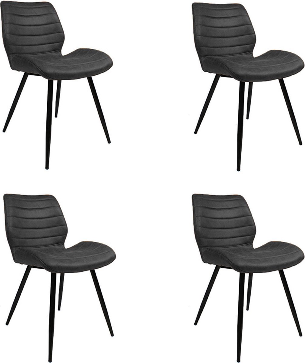 Bronx71 Industriële eetkamerstoel Morris antraciet - Eetkamerstoelen set van 4 - stoel