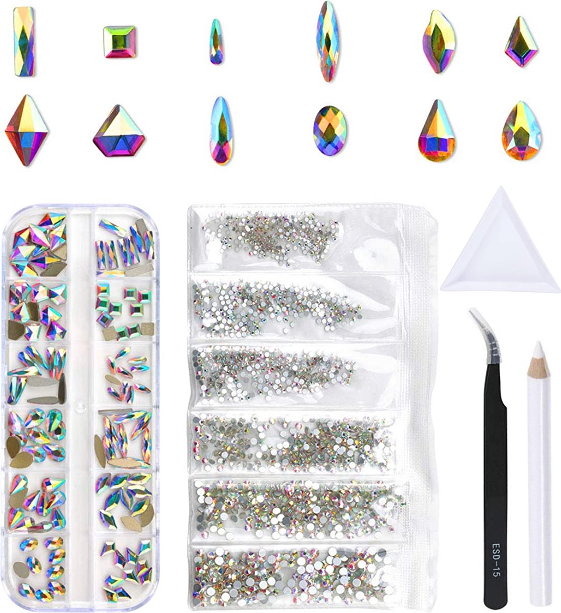 Goedkoopste Elysee Beauty AB rhinestone set met accessoire - nagel strass steentjes - Nagel diamantjes - Nail gems - Nagel decoratie tools