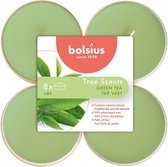 48 stuks Bolsius groene thee - green tea maxi geurtheelichtjes (8 uur) clear cups True Scents