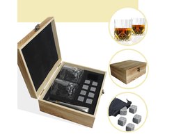 Lynnz® Whiskey glazen set 12 delig met whiskey stones en ijsblokjestang in luxe kist | cadeauset - whiskeyglazen - whisky - cadeau Image