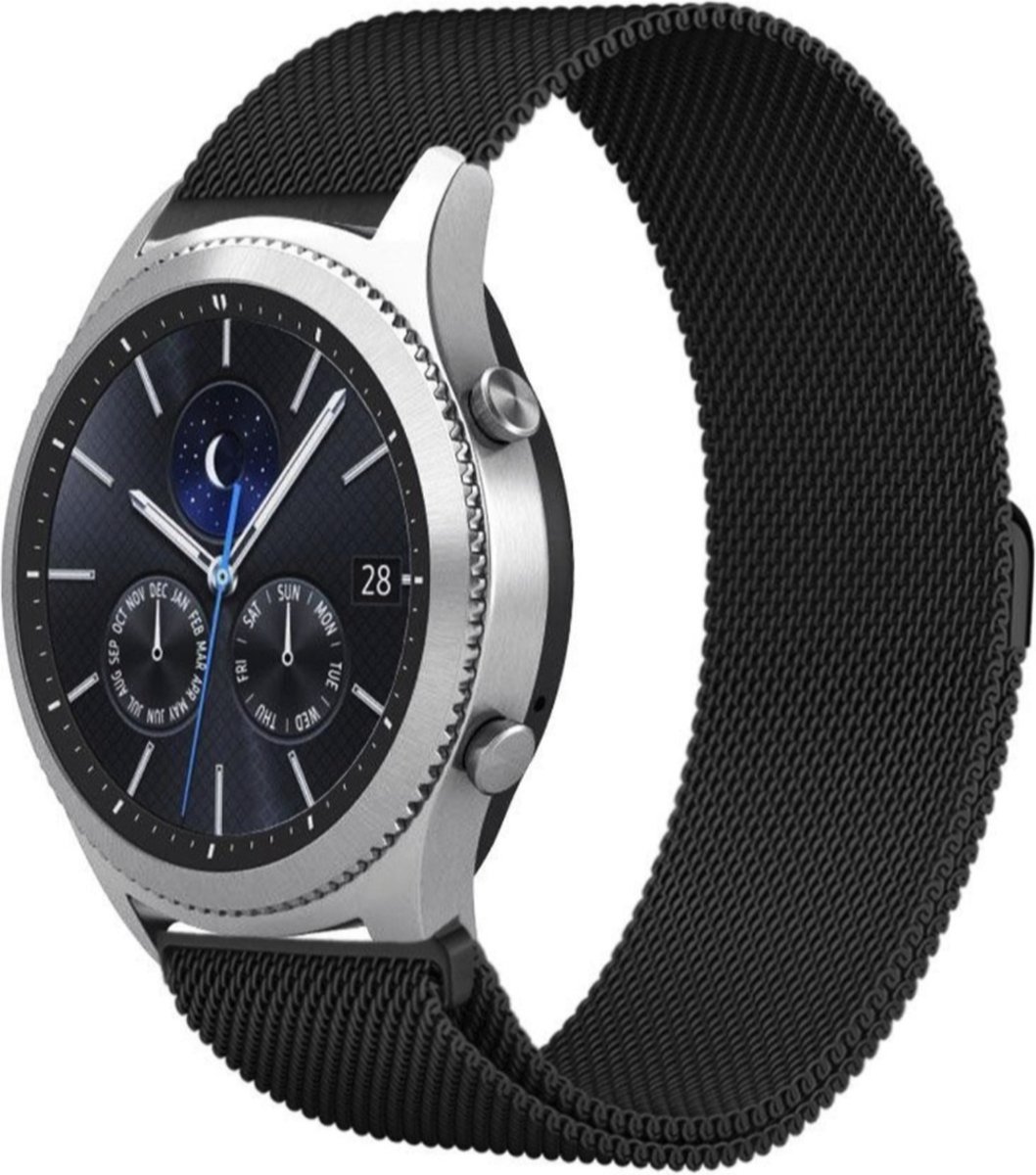 By Qubix - Compatible Samsung bandje - Geschikt voor Samsung Gear S3 Milanese bandje - zwart
