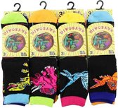 3 paar kindersokken jongens dinosaurus met felle kleuren - maat 35-37