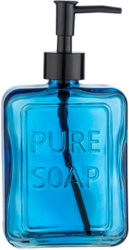 WENKO Zeepdispenser Pure Soap Glas blauw 550ml - Zeeppompje | bol.com