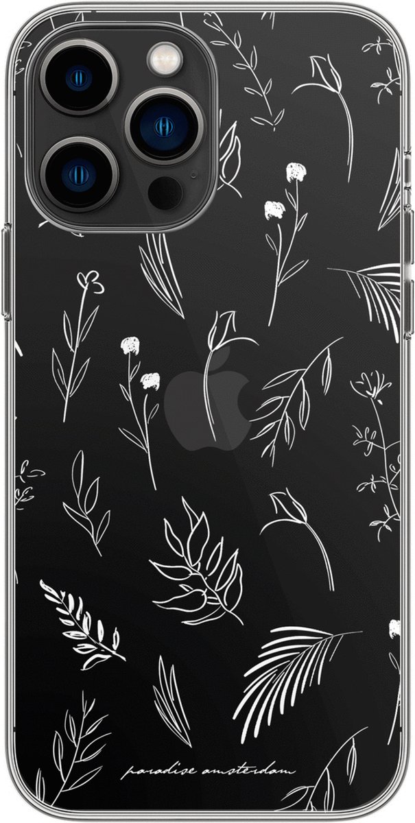 Paradise Amsterdam 'Island Flora' Clear Case - iPhone 13 Pro doorzichtig telefoonhoesje met tropische print