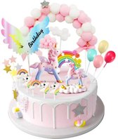 Unicorn Taartdecoratie Set - Eenhoorn Taart Decoratie - Unicorn Cake Topper - Eenhoorn Taarttopper - Unicorn Versiering Happy Birthday