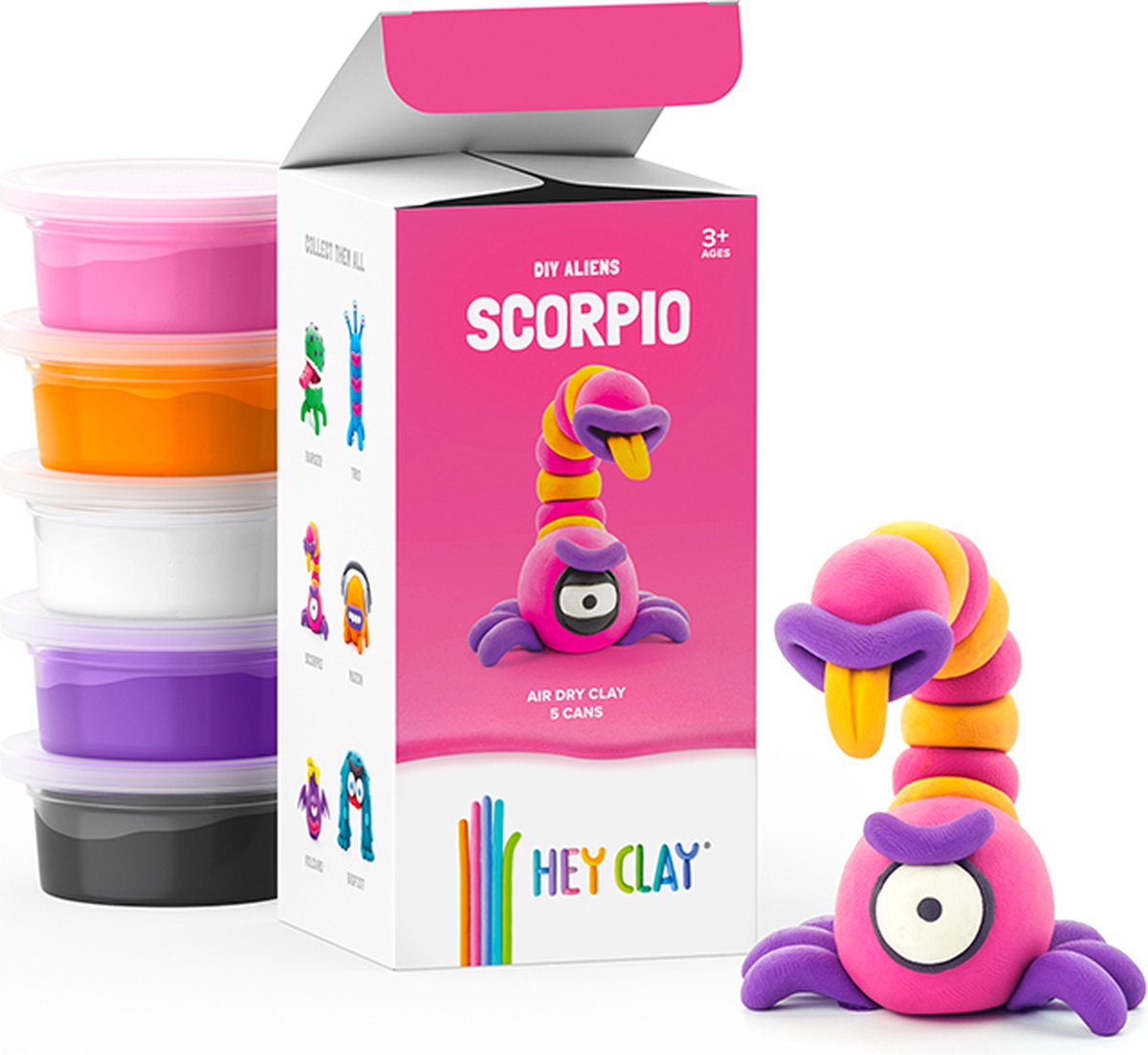 Hey Clay - Aliens DIY Scorpio Luchtdroge Boetseerklei Creatieve Set Set App 5 Blikken