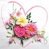 Papieren servetten - hart vol bloemen - 20 stuks - 3 laags - 33cm op 33cm