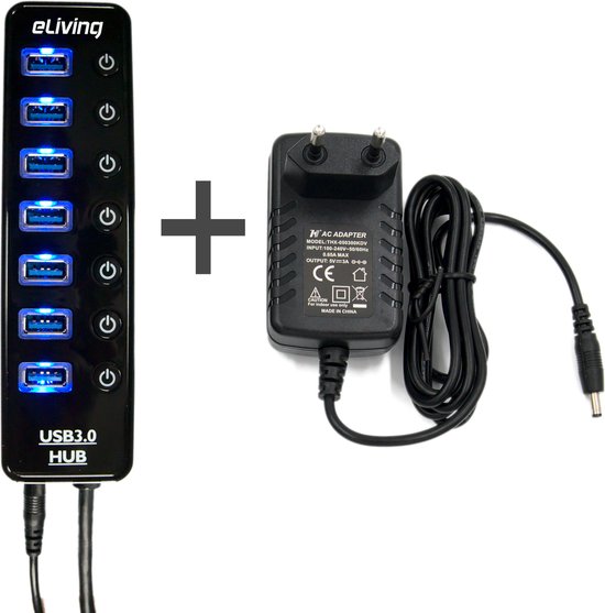 USB Hub voor extra USB Poorten - USB 3.0 - 5Gbps - externe voeding - 15W...  | bol.com