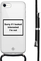 iPhone SE 2020 hoesje met koord - Not interested | Apple iPhone SE (2020) crossbody case | Zwart, Transparant | Tekst
