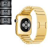 Compatible Apple Watch Bandje - Schakelarmband - Apple Watch Series 1/2/3/4/5/6/SE/7 - 42/44/45mm - Goud