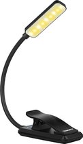 Transnect – Klemlamp LED - 3 Lichtstanden – Traploos Dimmen – Verstelbare - USB Oplaadbaar - Zwart