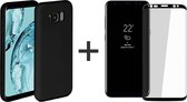 Samsung S8 Hoesje - Samsung Galaxy S8 hoesje zwart siliconen case cover - Full Cover - 1x Samsung S8 Screenprotector