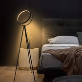 BIZZ Light® Halo Led-vloerlamp - Staande lamp - 12 W, Warm wit, 3000K - Zwart - Industriële vloerlamp - Voor woonkamer, werkkamer, kantoor.