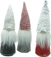 Kerst kabouter - met puntmuts en lange baard - set van 3 - 30 cm