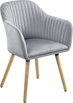 Fauteuil - Stof, hout & metaal - Licht grijs, hout kleurig & zwart - Afmeting (HxBxD) 83 x 57,5 x 57 cm