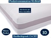 Aloe Vera - Eenpersoons Matras 3D -MICROPOCKET HYBRID 7 ZONE 25 CM - Zacht ligcomfort - 90x220/25