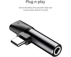 Baseus L41 Audio splitter en adapter USB C naar 3.5mm Audio Jack (Geen DAC-chip) aluminium -  Koptelefoon splitter en adapter - Niet geschikt voor telefoons zonder DAC-chip
