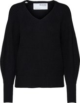 Selected Femme Emmy LS Knit V-Neck Zwart