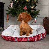 Scruffs Santa Paws hondenmand - Heerlijk zachte mand voor de feestdagen - Rood - Maat M - 60 x 50 cm