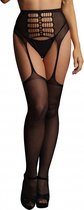 High-waist garterbelt stockings - Black - O/S