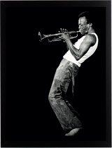 Poster Miles Davis - Zwart-Wit 40x30 - Jazz Trompet - Retro - Vintage
