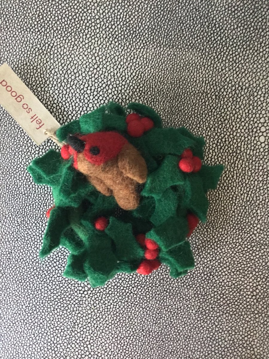 Handgemaakte Kerstkrans Viltwol - Fairtrade