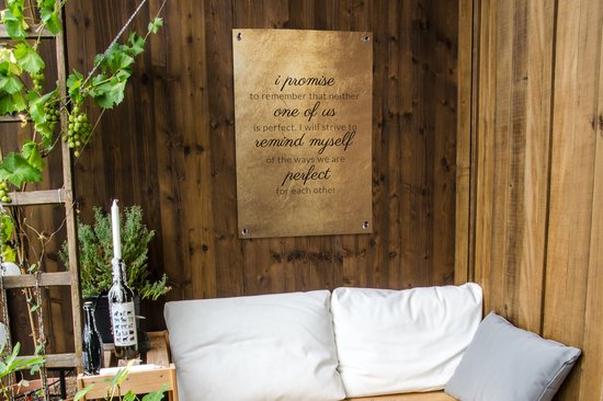 Posters de jardin extérieur Citations - Proverbes - 'Je promets de me rappeler qu'aucun de nous n'est parfait' - 60x90 cm - Toile de jardin - Affiche extérieure