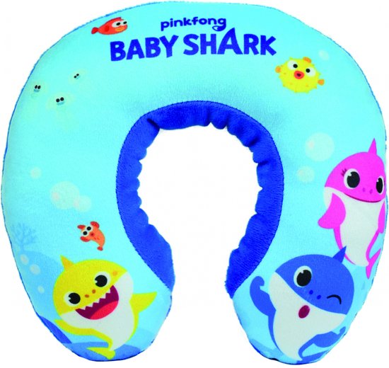 Baby Shark Nekkussen - 19 x 22 x 5 cm - Blauw