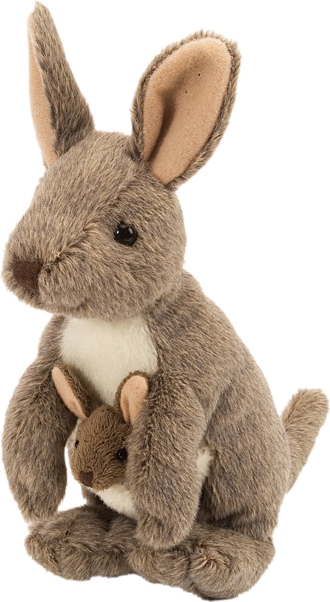 Wild Republic pluche knuffel Kangoeroe met baby - bruin - 20 cm - dieren knuffels
